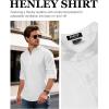 JEMITOP Mens Stretch Linen-Like Henley Shirt Casual Long Sleeve Mandarin Collar Shirts for Summer Beach Vacation(White)