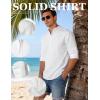 JEMITOP Mens Stretch Linen-Like Henley Shirt Casual Long Sleeve Mandarin Collar Shirts for Summer Beach Vacation(White)