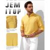 JEMITOP Mens Stretch Linen-Like Henley Shirt Casual Long Sleeve Mandarin Collar Shirts for Summer Beach Vacation(Yellow)