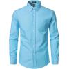 JEMITOP Men’s Classic Lightweight Oxford Button Down Collar Shirts Business Casual Long Sleeve Dress Shirt with Pocket(Lake Blue)