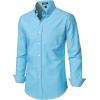 JEMITOP Men’s Classic Lightweight Oxford Button Down Collar Shirts Business Casual Long Sleeve Dress Shirt with Pocket(Lake Blue)