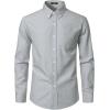 JEMITOP Men’s Classic Lightweight Oxford Button Down Collar Shirts Business Casual Long Sleeve Dress Shirt with Pocket(Light Grey)