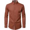JEMITOP Men’s Stretch Multi-Use Long Sleeve Dress Shirts Party Prom Wedding Shirts with Slight Sheen(Burnt Orange)