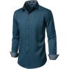 JEMITOP Men’s Stretch Multi-Use Long Sleeve Dress Shirts Party Prom Wedding Shirts with Slight Sheen(Dark Blue)