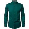JEMITOP Men’s Stretch Multi-Use Long Sleeve Dress Shirts Party Prom Wedding Shirts with Slight Sheen(Emerald Green)