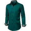 JEMITOP Men’s Stretch Multi-Use Long Sleeve Dress Shirts Party Prom Wedding Shirts with Slight Sheen(Emerald Green)