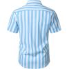 JEMITOP Men’s Stretch Wrinkle Free Short Sleeve Texture Shirt Lightweight Summer Button Down Shirts for Beach Vacation(White Blue Striped)
