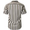 JEMITOP Men’s Stretch Wrinkle Free Short Sleeve Texture Shirt Lightweight Summer Button Down Shirts for Beach Vacation(White Brown Striped)