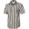 JEMITOP Men’s Stretch Wrinkle Free Short Sleeve Texture Shirt Lightweight Summer Button Down Shirts for Beach Vacation(White Brown Striped)