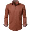 JEMITOP Men’s Stretch Multi-Use Long Sleeve Dress Shirts Party Prom Wedding Shirts with Slight Sheen(Burnt Orange)