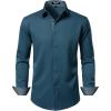 JEMITOP Men’s Stretch Multi-Use Long Sleeve Dress Shirts Party Prom Wedding Shirts with Slight Sheen(Dark Blue)