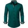 JEMITOP Men’s Stretch Multi-Use Long Sleeve Dress Shirts Party Prom Wedding Shirts with Slight Sheen(Emerald Green)