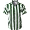 JEMITOP Men’s Stretch Wrinkle Free Short Sleeve Texture Shirt Lightweight Summer Button Down Shirts for Beach Vacation(White Green Striped)