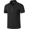 JEMITOP Men’s Stretch Knit Slim Fit Polo Shirts Casual Short Sleeve Ribbed Collar Golf Shirt(Black)