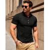 JEMITOP Men’s Stretch Knit Slim Fit Polo Shirts Casual Short Sleeve Ribbed Collar Golf Shirt(Black)