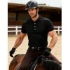 JEMITOP Men’s Stretch Knit Slim Fit Polo Shirts Casual Short Sleeve Ribbed Collar Golf Shirt(Black)
