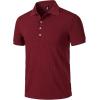 JEMITOP Men’s Stretch Knit Slim Fit Polo Shirts Casual Short Sleeve Ribbed Collar Golf Shirt(Burgundy)