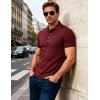 JEMITOP Men’s Stretch Knit Slim Fit Polo Shirts Casual Short Sleeve Ribbed Collar Golf Shirt(Burgundy)