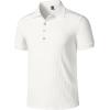 JEMITOP Men’s Stretch Knit Slim Fit Polo Shirts Casual Short Sleeve Ribbed Collar Golf Shirt(Cream White)