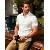 JEMITOP Men’s Stretch Knit Slim Fit Polo Shirts Casual Short Sleeve Ribbed Collar Golf Shirt(Cream White)