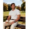 JEMITOP Men’s Stretch Knit Slim Fit Polo Shirts Casual Short Sleeve Ribbed Collar Golf Shirt(Cream White)