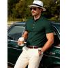 JEMITOP Men’s Stretch Knit Slim Fit Polo Shirts Casual Short Sleeve Ribbed Collar Golf Shirt(Dark Green)