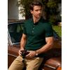 JEMITOP Men’s Stretch Knit Slim Fit Polo Shirts Casual Short Sleeve Ribbed Collar Golf Shirt(Dark Green)