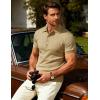 JEMITOP Men’s Stretch Knit Slim Fit Polo Shirts Casual Short Sleeve Ribbed Collar Golf Shirt(Khaki)