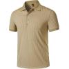 JEMITOP Men’s Stretch Knit Slim Fit Polo Shirts Casual Short Sleeve Ribbed Collar Golf Shirt(Khaki)