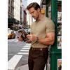 JEMITOP Men’s Stretch Knit Slim Fit Polo Shirts Casual Short Sleeve Ribbed Collar Golf Shirt(Khaki)