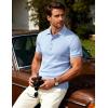 JEMITOP Men’s Stretch Knit Slim Fit Polo Shirts Casual Short Sleeve Ribbed Collar Golf Shirt(Light Blue)