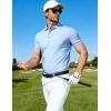 JEMITOP Men’s Stretch Knit Slim Fit Polo Shirts Casual Short Sleeve Ribbed Collar Golf Shirt(Light Blue)