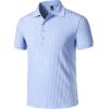 JEMITOP Men’s Stretch Knit Slim Fit Polo Shirts Casual Short Sleeve Ribbed Collar Golf Shirt(Light Blue)