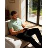 JEMITOP Men’s Stretch Knit Slim Fit Polo Shirts Casual Short Sleeve Ribbed Collar Golf Shirt(Light Green)