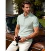 JEMITOP Men’s Stretch Knit Slim Fit Polo Shirts Casual Short Sleeve Ribbed Collar Golf Shirt(Light Green)