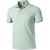 JEMITOP Men’s Stretch Knit Slim Fit Polo Shirts Casual Short Sleeve Ribbed Collar Golf Shirt(Light Green)