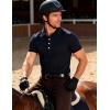JEMITOP Men’s Stretch Knit Slim Fit Polo Shirts Casual Short Sleeve Ribbed Collar Golf Shirt(Navy Blue)