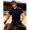 JEMITOP Men’s Stretch Knit Slim Fit Polo Shirts Casual Short Sleeve Ribbed Collar Golf Shirt(Navy Blue)