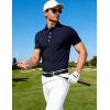 JEMITOP Men’s Stretch Knit Slim Fit Polo Shirts Casual Short Sleeve Ribbed Collar Golf Shirt(Navy Blue)