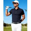JEMITOP Men’s Stretch Knit Slim Fit Polo Shirts Casual Short Sleeve Ribbed Collar Golf Shirt(Navy Blue)