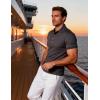 JEMITOP Men’s Stretch Knit Slim Fit Polo Shirts Casual Short Sleeve Ribbed Collar Golf Shirt(Purple Grey)