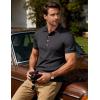 JEMITOP Men’s Stretch Knit Slim Fit Polo Shirts Casual Short Sleeve Ribbed Collar Golf Shirt(Purple Grey)