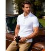 JEMITOP Men’s Stretch Knit Slim Fit Polo Shirts Casual Short Sleeve Ribbed Collar Golf Shirt(White)