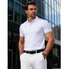 JEMITOP Men’s Stretch Knit Slim Fit Polo Shirts Casual Short Sleeve Ribbed Collar Golf Shirt(White)
