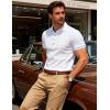 JEMITOP Men’s Stretch Knit Slim Fit Polo Shirts Casual Short Sleeve Ribbed Collar Golf Shirt(White)