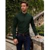 JEMITOP Mens Stretch Wrinkle-Free Slim Fit Mandarin Collar Button Down Shirts Long Sleeve Dress Shirt with Pocket(Dark Green)