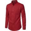 JEMITOP Mens Stretch Wrinkle-Free Slim Fit Mandarin Collar Button Down Shirts Long Sleeve Dress Shirt with Pocket(Red)