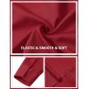 JEMITOP Mens Stretch Wrinkle-Free Slim Fit Mandarin Collar Button Down Shirts Long Sleeve Dress Shirt with Pocket(Red)
