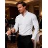 JEMITOP Mens Stretch Wrinkle-Free Slim Fit Mandarin Collar Button Down Shirts Long Sleeve Dress Shirt with Pocket(White)