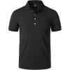 JEMITOP Men’s Stretch Knit Slim Fit Polo Shirts Casual Short Sleeve Ribbed Collar Golf Shirt(Black)